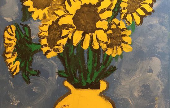 Pinturas en lienzo de los alumnos de 5º área de Art & Crafts:marzo 2018