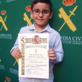 Rubén Pérez García de 5º de EP Ganador del IV Concurso de Dibujo Guardía Civil:10 octubre 2018