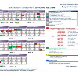 2024/2025 Calendario Escolar – Localidad Albacete